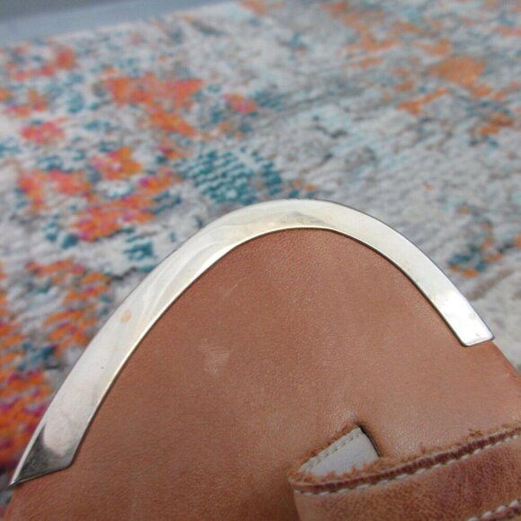 Lavorazione Artigiana Women Toe Ring Sandals 37 Brown Silver Slides Flats 364 - Picture 10 of 12